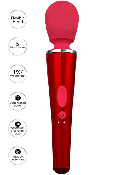 Compact Wand Massager Red by Caresse - Happytoys Sexshop: Toys for Feeling Happy & Easy 😊 - Discreet geleverd