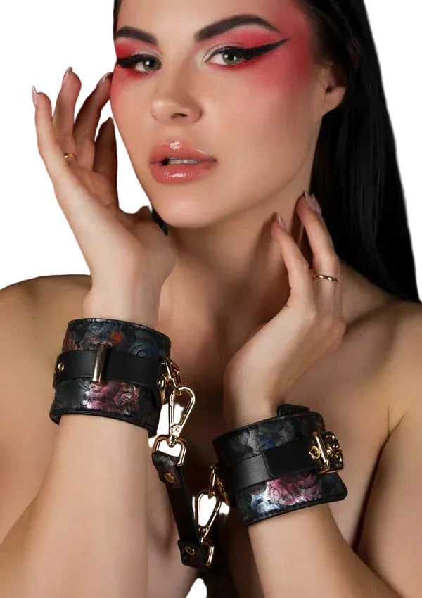 Bestel: Floral Jacquard Wrist Cuffs by Geisha - bij Happytoys.nl, happytoys.be, Happytoys.ae: erotische sex webshop | liever Happy dan Easy ⭐⭐⭐⭐⭐