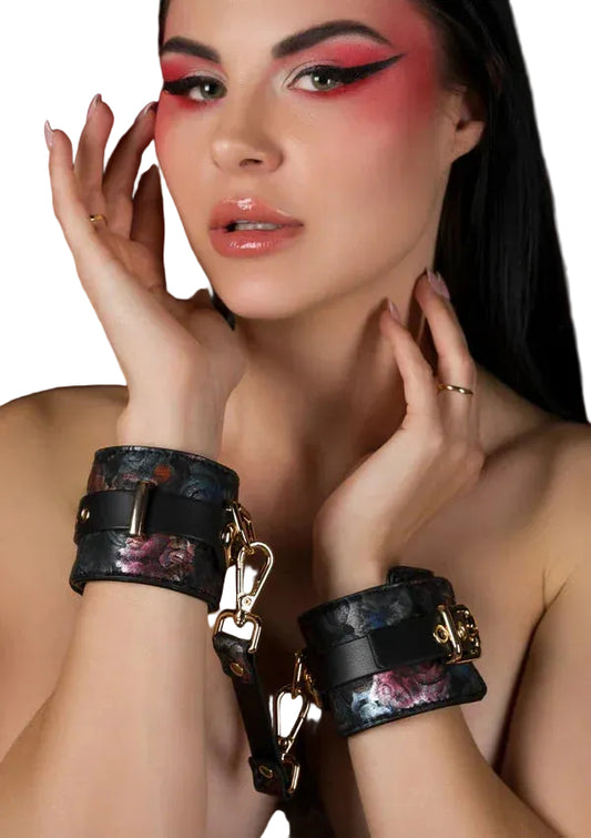 Bestel: Floral Jacquard Wrist Cuffs by Geisha - bij Happytoys.nl, happytoys.be, Happytoys.ae: erotische sex webshop | liever Happy dan Easy ⭐⭐⭐⭐⭐