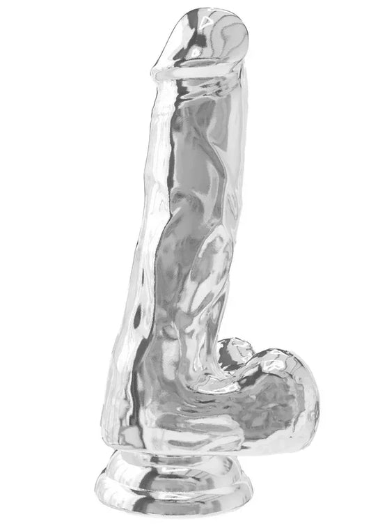 Get Real Clear Dildo with Balls 6' by ToyJoy - Happytoys Sexshop: online sex shop for Feeling Happy & Easy 😊 - Discreet geleverd