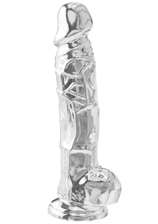 Get Real Clear Dildo with Balls 8' by ToyJoy - Happytoys Sexshop: online sex shop for Feeling Happy & Easy 😊 - Discreet geleverd