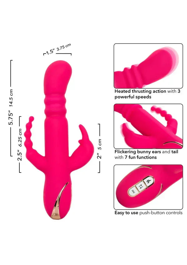 Heated Silicone Triple Rabbit by CalExotics - Happytoys Sexshop: Toys for Feeling Happy & Easy 😊 - Discreet geleverd