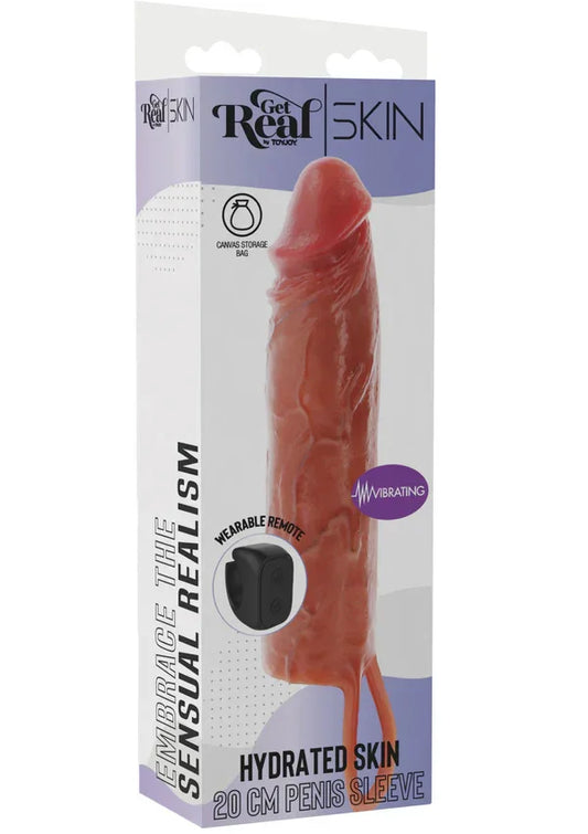 Hydrated Skin Penis Silicone Sleeve Vibrating 20 cm by ToyJoy - Happytoys Sexshop: Toys for Feeling Happy & Easy 😊 - Discreet geleverd