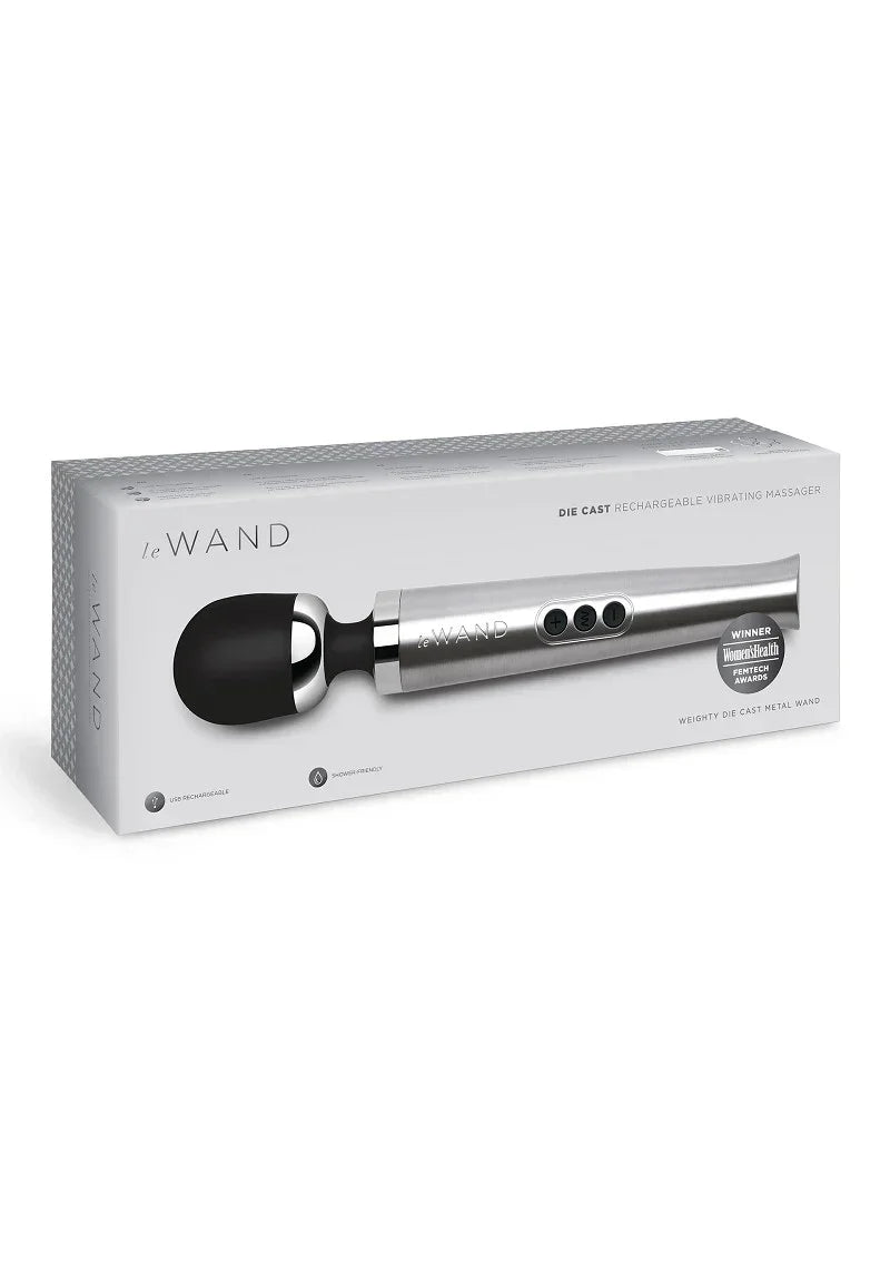 LeWandDieCastRechargeableVibratingMassager_silver_2 @ Happytoys Sexshop: online sex shop for Feeling Happy & Easy 😊 the erotic store owned by a woman