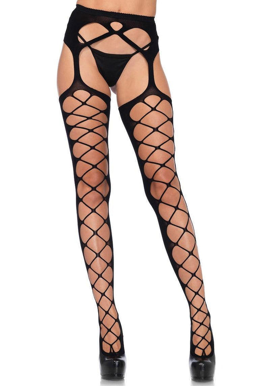Leg Avenue Diamond net opaque stockings - Happytoys Sexshop: Toys for Feeling Happy & Easy 😊 - Discreet geleverd