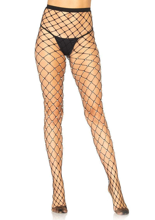 Leg Avenue Faux pearl fence net tights pantys met pareltjes - Happytoys Sexshop: Toys for Feeling Happy & Easy 😊 - Discreet geleverd