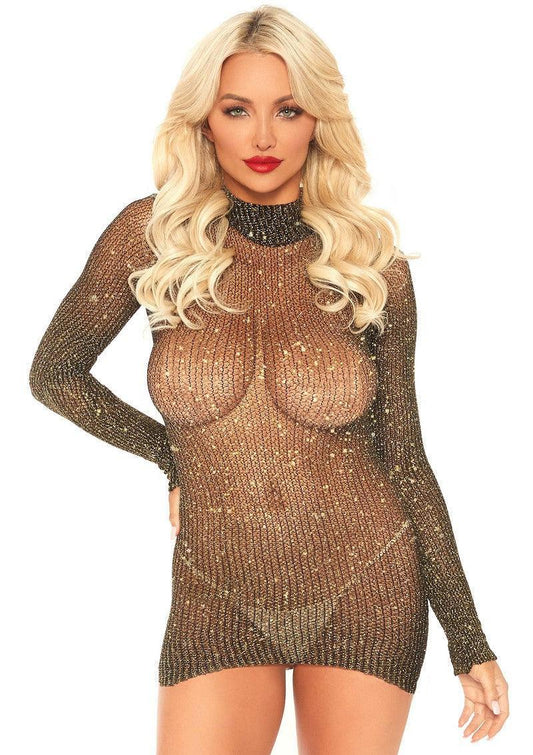 Leg Avenue Lurex sleeved fishnet Jurkje - Happytoys Sexshop: Toys for Feeling Happy & Easy 😊 - Discreet geleverd