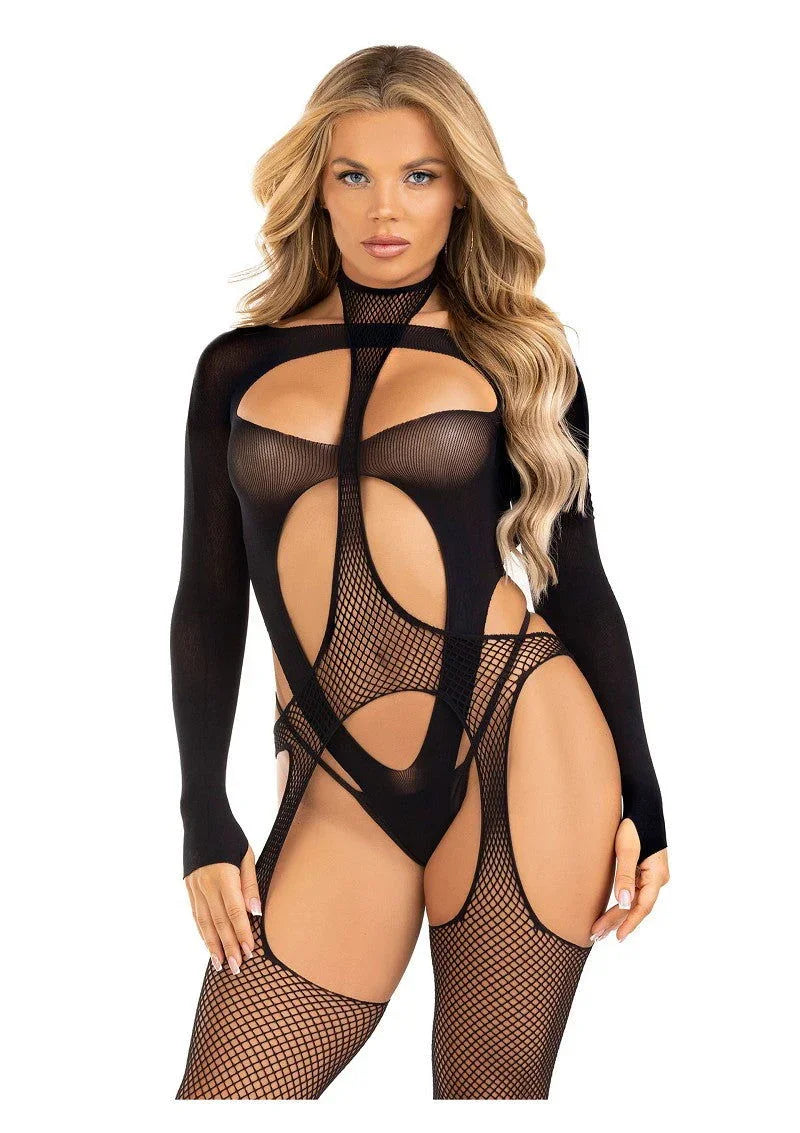 Leg Avenue Bodystocking with cutout teddy - Happytoys Sexshop: Toys for Feeling Happy & Easy 😊 - Discreet geleverd