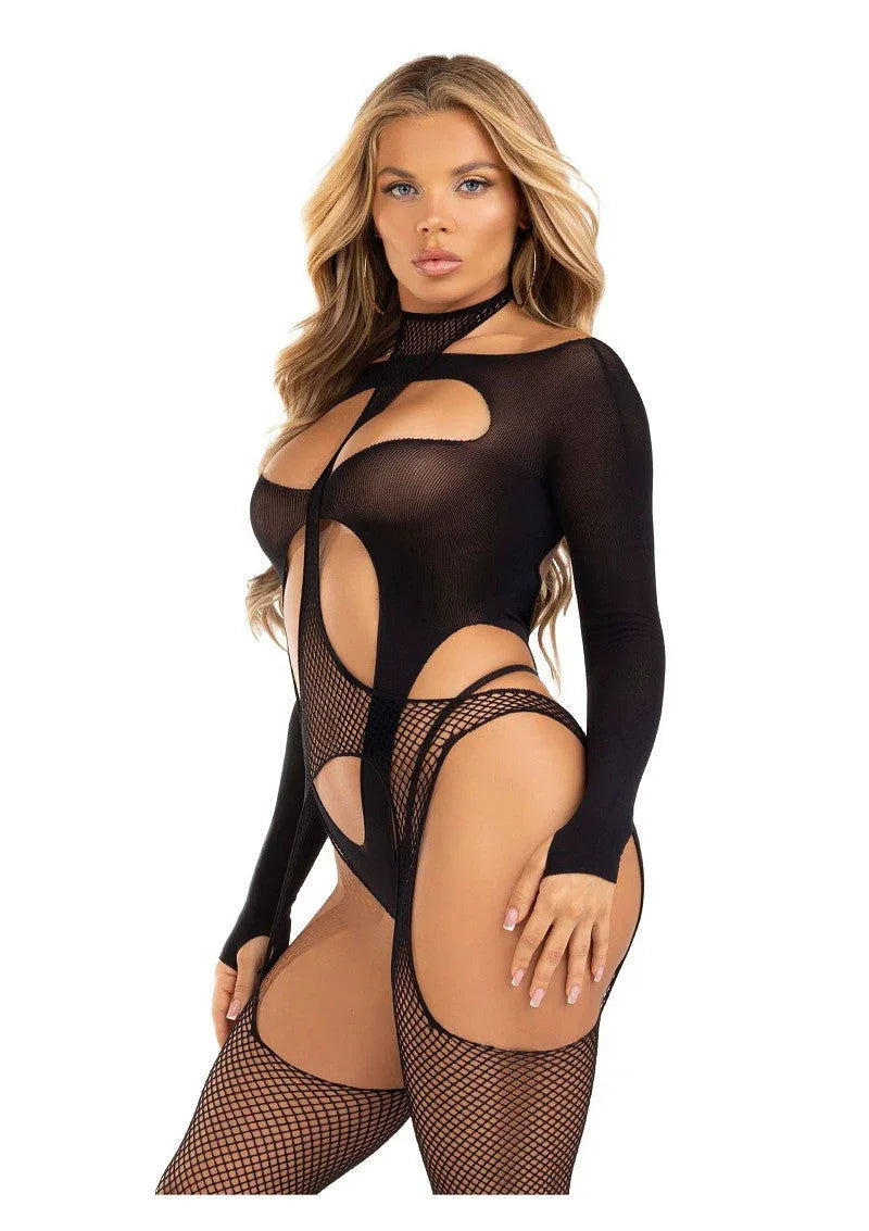 Leg Avenue Bodystocking with cutout teddy - Happytoys Sexshop: Toys for Feeling Happy & Easy 😊 - Discreet geleverd