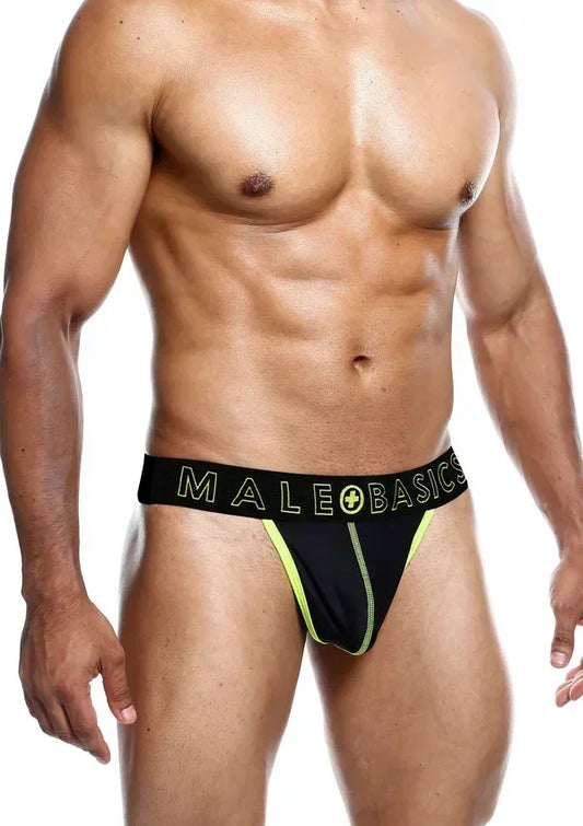 Neon Thong Size XL Yellow by MaleBasics - Happytoys Sexshop: online sex shop for Feeling Happy & Easy 😊 - Discreet geleverd