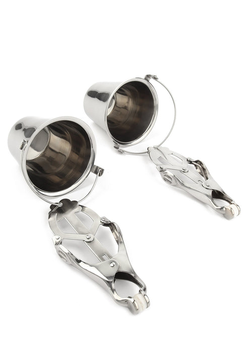Bestel: Nipple Clamps with Buckets by Mr. Steel - bij Happytoys.nl, happytoys.be, Happytoys.ae: erotische sex webshop | liever Happy dan Easy ⭐⭐⭐⭐⭐