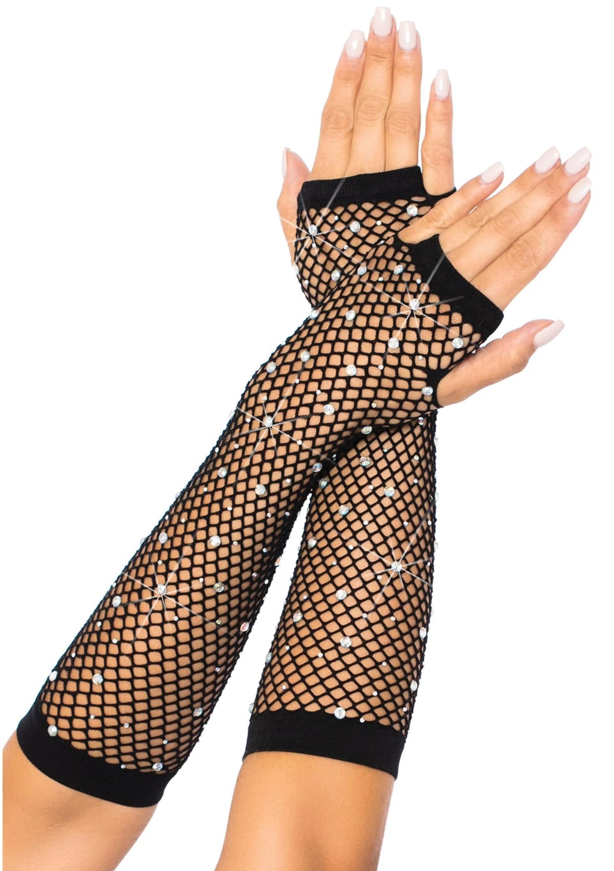 Bestel: Rhinestone Fishnet Arm Warmers by Leg Avenue - bij Happytoys.nl, happytoys.be, Happytoys.ae: erotische sex webshop | liever Happy dan Easy ⭐⭐⭐⭐⭐ - Zwart - One Size