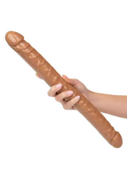 Size Queen Double Dong Brown 17 inch by CalExotics - Happytoys Sexshop: Toys for Feeling Happy & Easy 😊 - Discreet geleverd