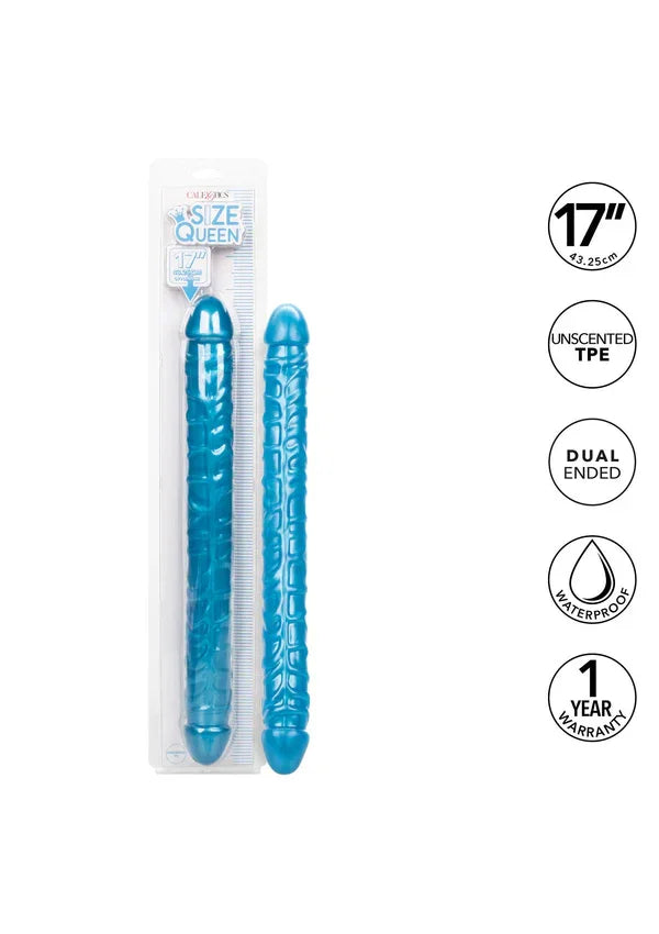 Size Queen Double Dong Blue 17 inch by CalExotics - Happytoys Sexshop: Toys for Feeling Happy & Easy 😊 - Discreet geleverd