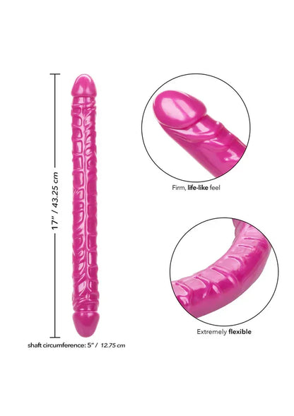 Size Queen Double Dong Pink 17 inch by CalExotics - Happytoys Sexshop: Toys for Feeling Happy & Easy 😊 - Discreet geleverd