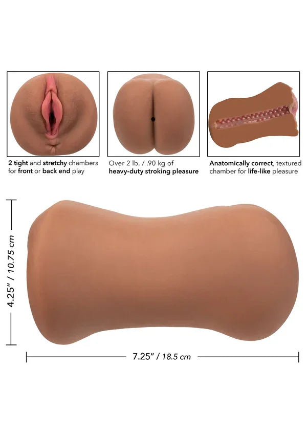 Stroke It Dual Entry Pussy Ass Brown by CalExotics - Happytoys Sexshop: Toys for Feeling Happy & Easy 😊 - Discreet geleverd