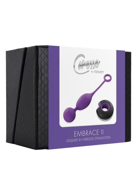 ToyJoy Caresse Embrace II wireless remote control purple silicone egg and black remote in luxury packaging