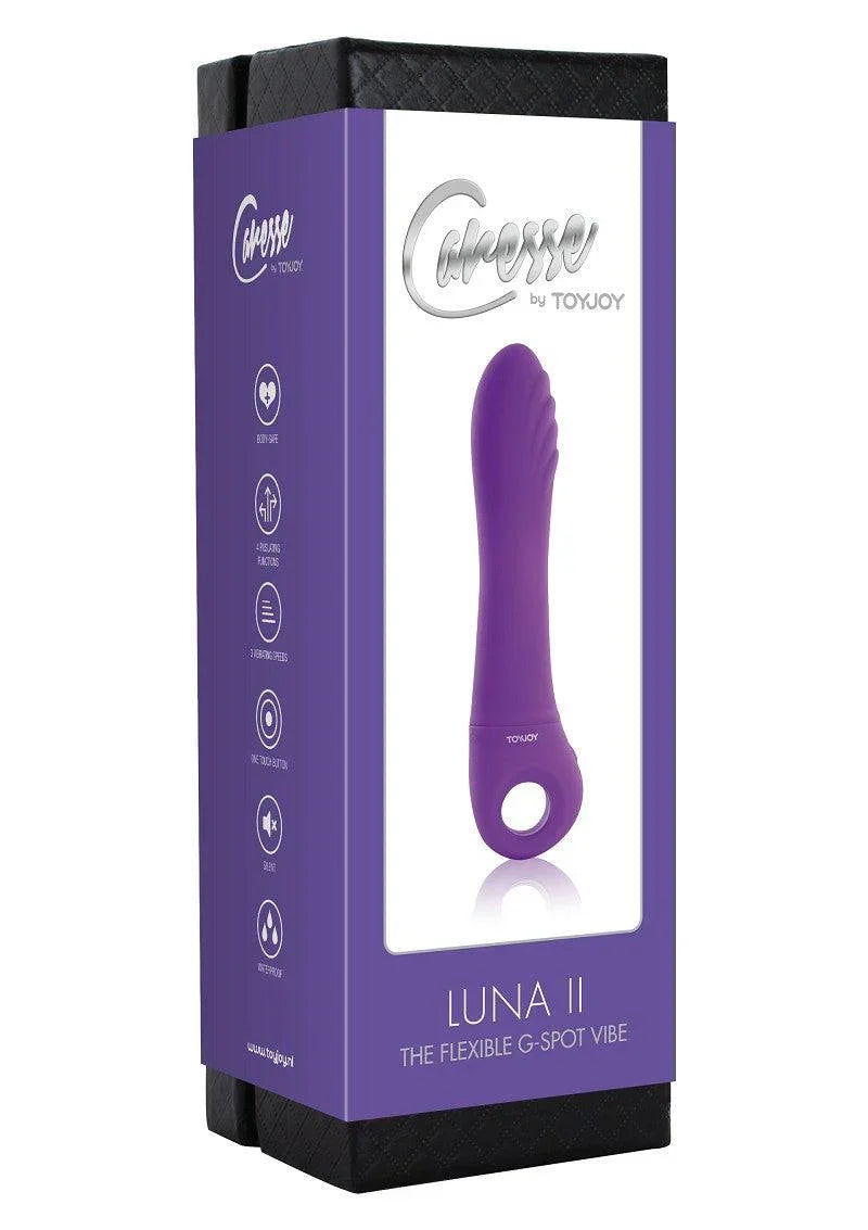 Purple Luna II flexible G-spot vibrator by ToyJoy in purple and black retail packaging