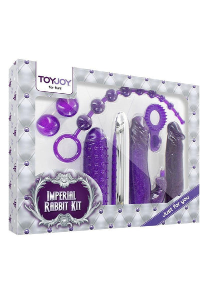 ToyJoy Imperial Rabbit Kit adult sex toys set in purple and silver packaging for intimate fun
