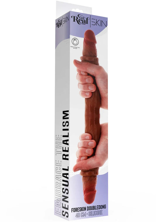 Get Real Silicone Foreskin Double Dong 40 cm by ToyJoy - Happytoys Sexshop: Toys for Feeling Happy & Easy 😊 - Discreet geleverd