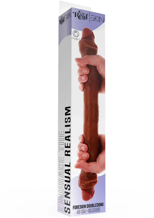 Get Real Silicone Foreskin Double Dong 46 cm @ ToyJoy - Happytoys Sexshop: online sex shop for Feeling Happy & Easy 😊 - Discreet geleverd