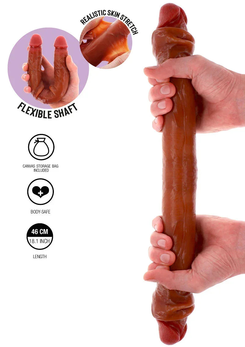Get Real Silicone Foreskin Double Dong 46 cm @ ToyJoy - Happytoys Sexshop: online sex shop for Feeling Happy & Easy 😊 - Discreet geleverd