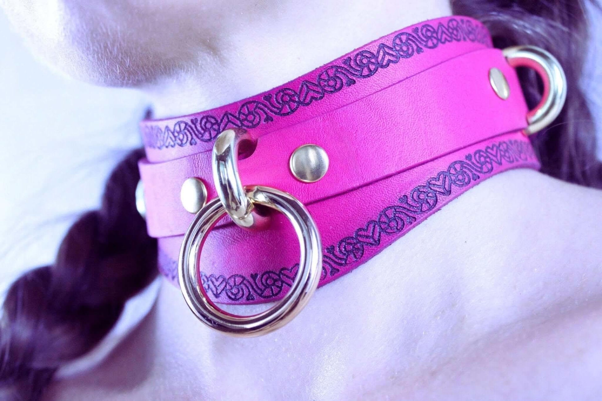 Collars For Women Pink Heart Pattern Choker with O-Ring - Happytoys Sexshop: online sex shop for Feeling Happy & Easy 😊 - Discreet geleverd