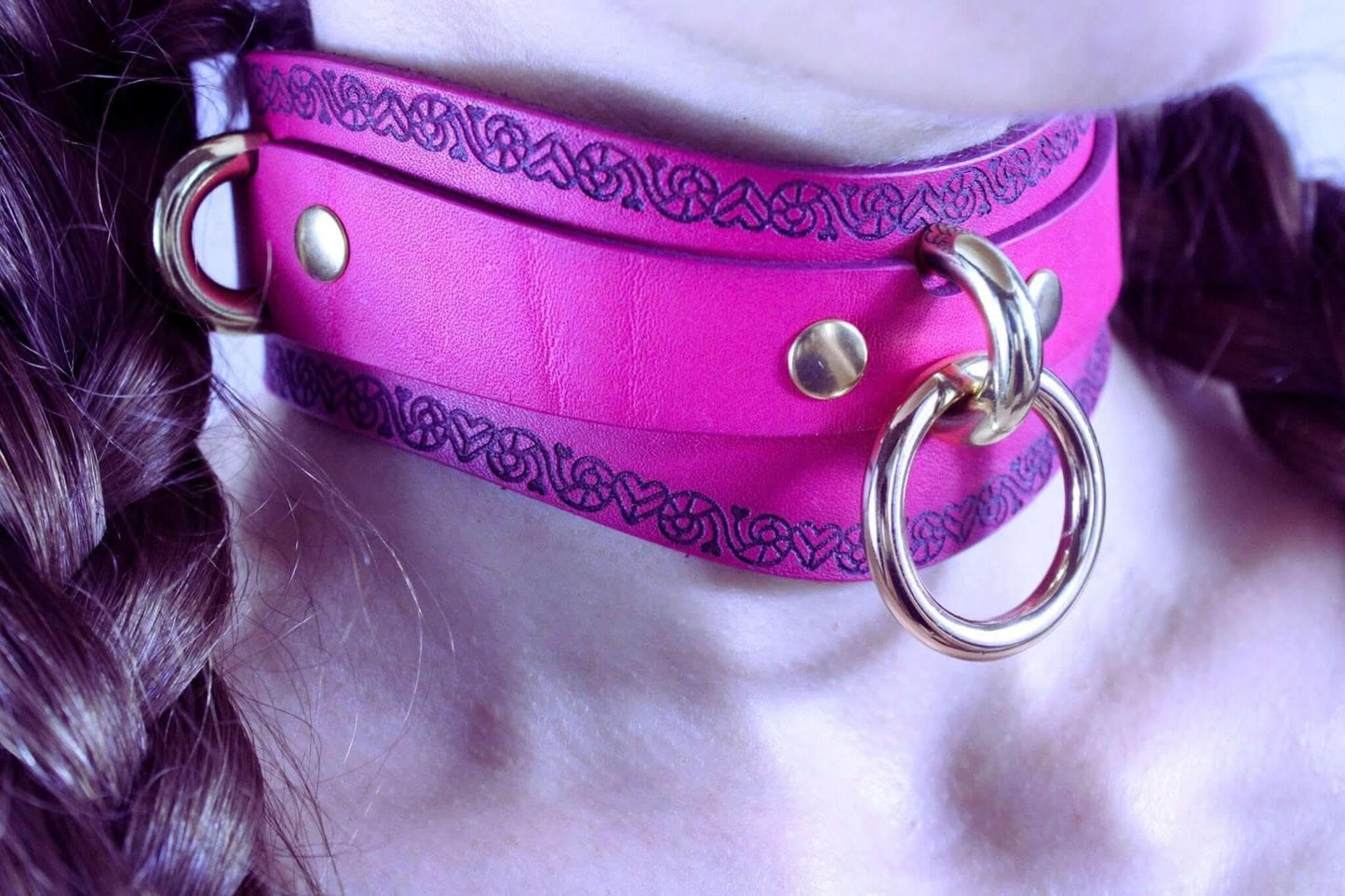 Collars For Women Pink Heart Pattern Choker with O-Ring - Happytoys Sexshop: online sex shop for Feeling Happy & Easy 😊 - Discreet geleverd