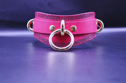 Collars For Women Pink Heart Pattern Choker with O-Ring - Happytoys Sexshop: online sex shop for Feeling Happy & Easy 😊 - Discreet geleverd