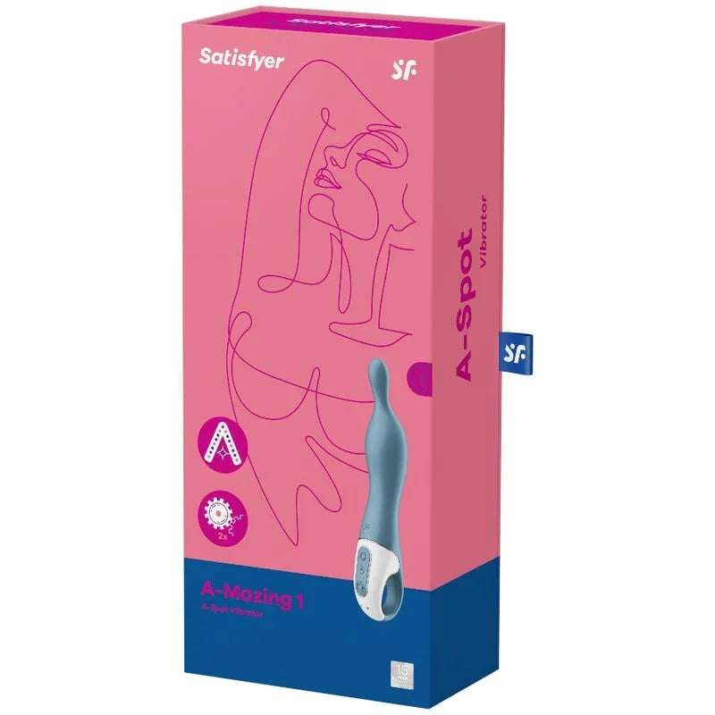 SATISFYER - AMAZING 1 ASPOT VIBRATOR BLUE - Happytoys Sexshop: online sex shop for Feeling Happy & Easy 😊 - Discreet geleverd