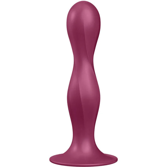 SATISFYER - DOUBLE BALL-R SILICONE DILDO GARNET - Happytoys Sexshop: online sex shop for Feeling Happy & Easy 😊 - Discreet geleverd
