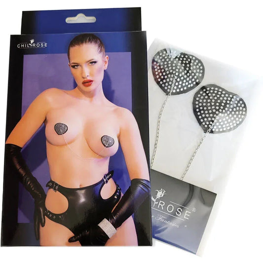 CHILIROSE - CR 4662 NIPPLE COVERS SILVER & BLACK - Happytoys Sexshop: online sex shop for Feeling Happy & Easy 😊 - Discreet geleverd