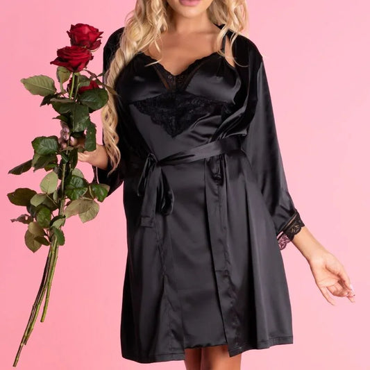 LIVCO CORSETTI FASHION - ARILADYEN LC 90568 DRESSING GOWN + PANTY BLACK L/XL - Happytoys Sexshop: online sex shop for Feeling Happy & Easy 😊 - Discreet geleverd