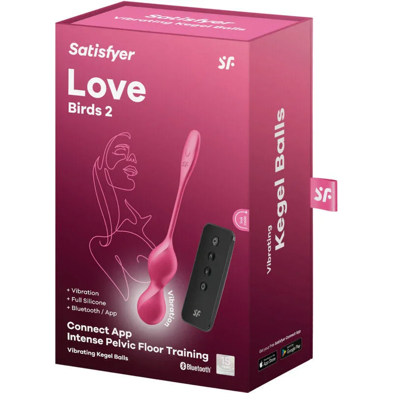 SATISFYER - LOVE BIRDS 2 VIBRATING KEGEL BALLS + FREE APP - Happytoys Sexshop: online sex shop for Feeling Happy & Easy 😊 - Discreet geleverd