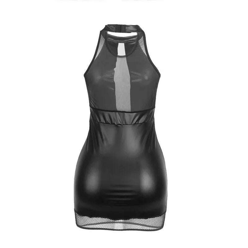 SUBBLIME - 955489 HALTER NECK DRESS WITH TRANSPARENCIES BLACK L/XL - Happytoys Sexshop: online sex shop for Feeling Happy & Easy 😊 - Discreet geleverd