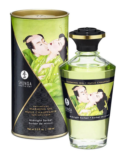 Bestel: Warming Oil - Midnight Sorbet - 100 ml by Shunga - bij Happytoys.nl, happytoys.be, Happytoys.ae: erotische sex webshop | liever Happy dan Easy ⭐⭐⭐⭐⭐