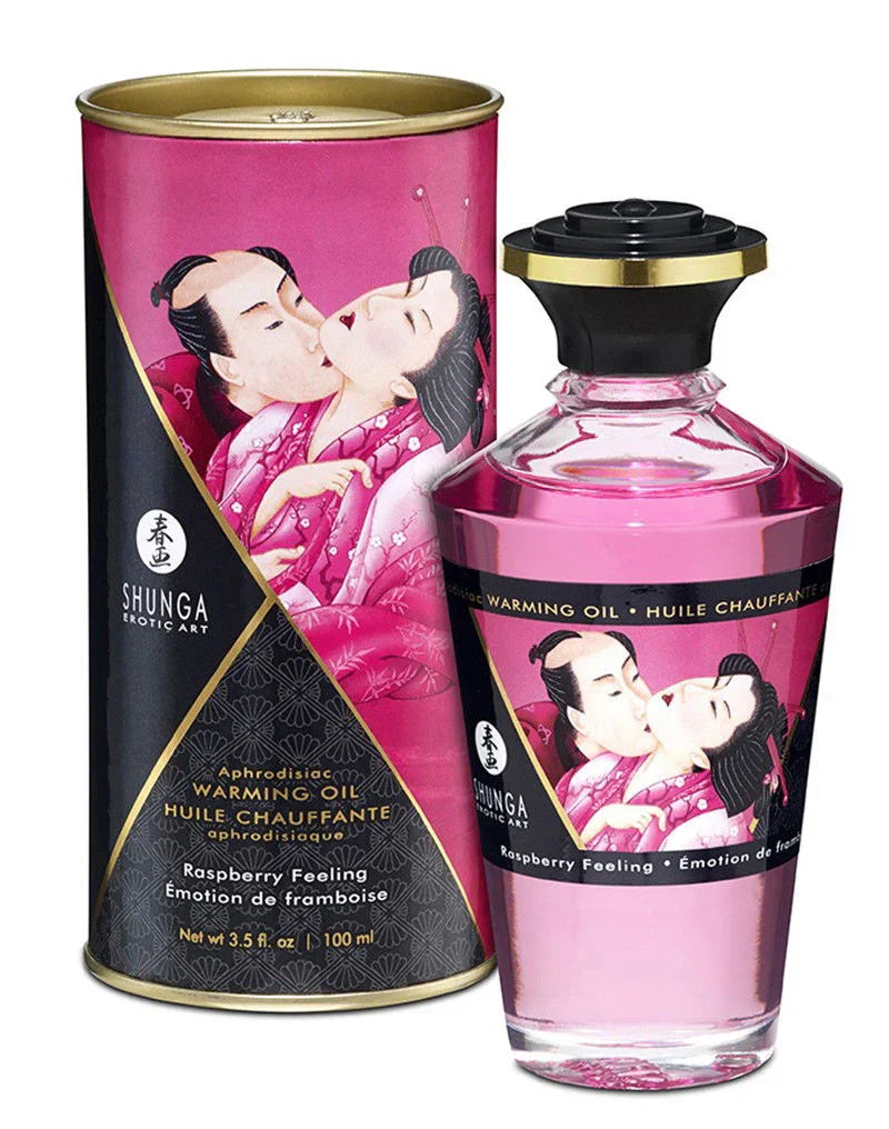 Aphrodisiac Warming Oil - Raspberry 100 ml by Shunga - Happytoys Sexshop: Toys for Feeling Happy & Easy 😊 - Discreet geleverd